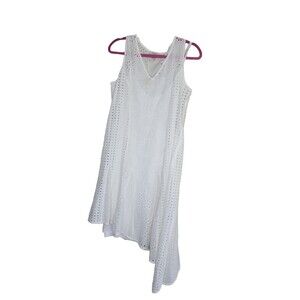 Sundance Jasper Springs Dress Eyelet Lace Asymmetrical Midi Length Floral size 8